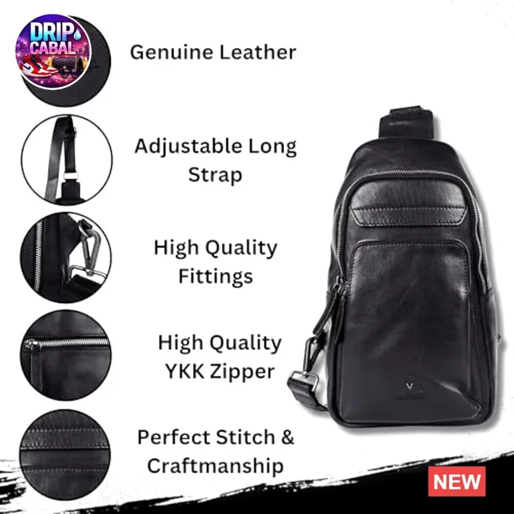 Genuine Italian Leather Shoulder Bag with Adjustable Strap